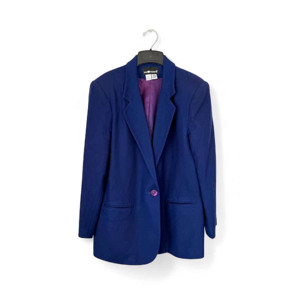 Vintage Sag Harbor Wool Blazer Royal Blue Size 14